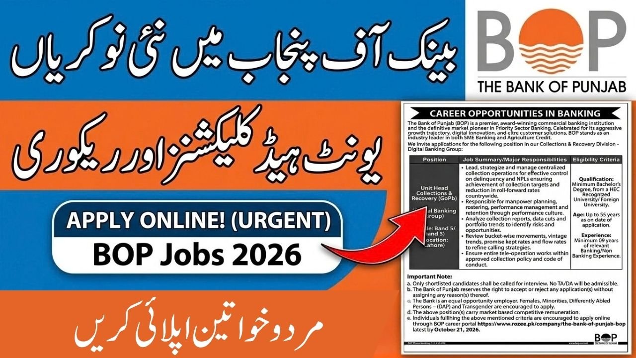 Bank of Punjab Jobs 2026