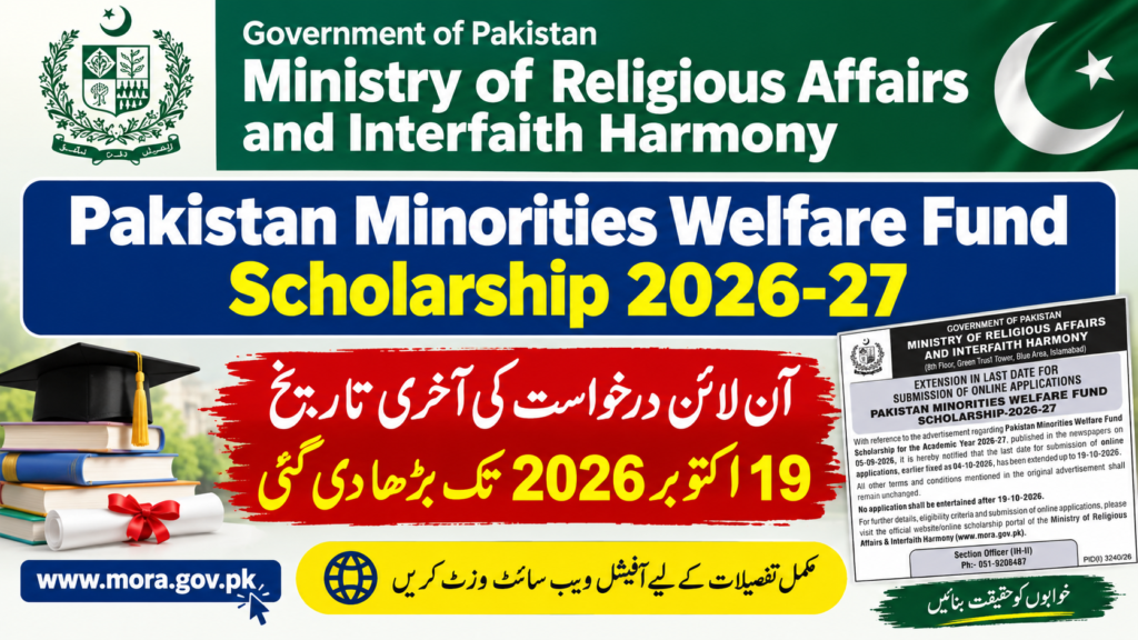 Pakistan Minorities Welfare Fund Scholarship 2026-27