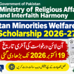 Pakistan Minorities Welfare Fund Scholarship 2026-27